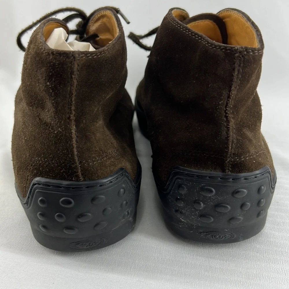 Tod's Gommino Desert Lace-Up Boots Brown Suede Made In Italy Vibram